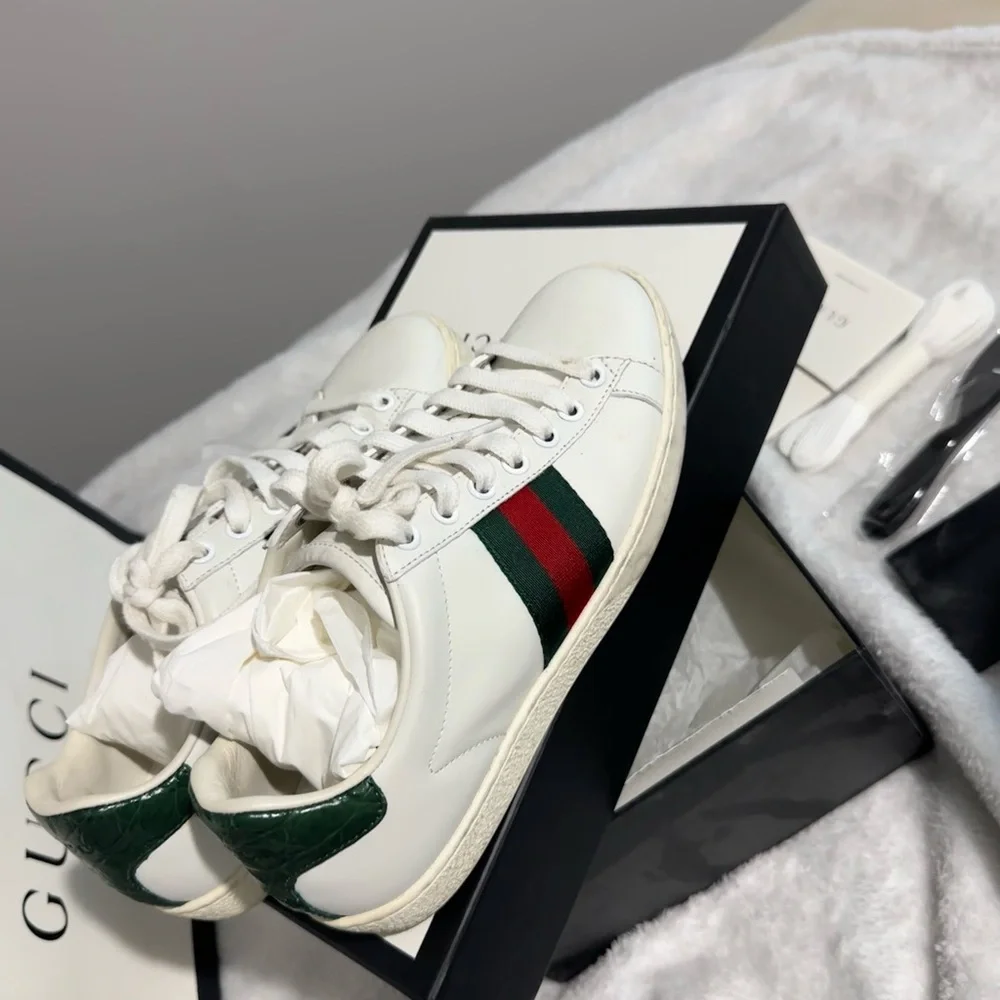 Gucci Ace White Leather Sneakers Size 36 - Picture 2 of 6